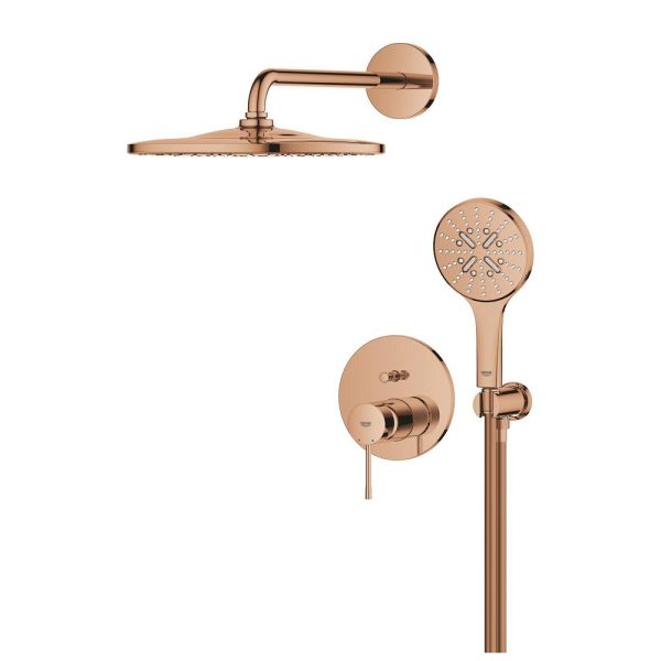 Grohe Essence Duschsystem Unterputz mit Rainshower Mono 310, warm sunset