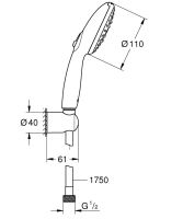 Vorschau: Grohe Tempesta 110 Wandhalterset mit Brauseschlauch 175cm, 3 Strahlarten, 13,5 l/min, chrom