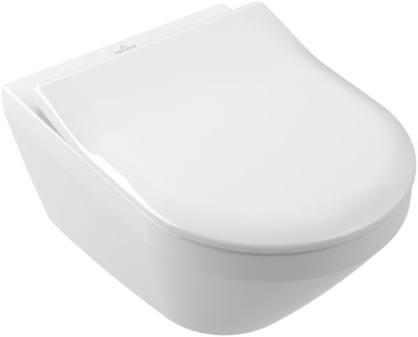 Villeroy&Boch Architectura TwistFlush[e³] Wand-WC rund, Tiefspüler, weiß 4694C0 WC-Sitz SlimSeat 9M70S101