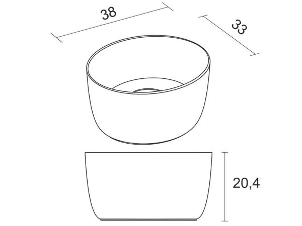 RIHO Solid Surface Oval Aufsatzwaschtisch 38x33cm, weiß seidenmatt