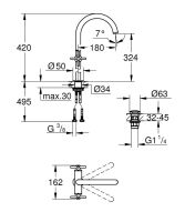 Vorschau: Grohe Atrio 2-Griff-Waschtischmischer XL-Size für Aufsatzbecken, Kreuzgriffe