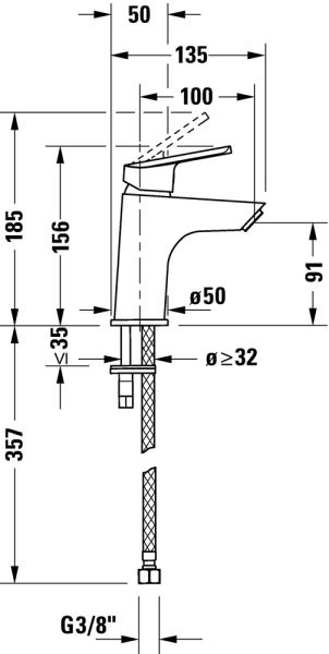 Duravit Duravit No.1 Einhebel-Waschtischarmatur S ohne Ablaufgarnitur, chrom N11010002010