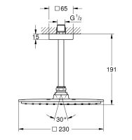 Vorschau: Grohe Rainshower Aqua 230 Kopfbrause-Set Deckenauslass 15,4cm, wassersparend, chrom