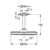 Vorschau: Grohe Tempesta 250 Cube Kopfbrauseset Deckenauslass 14,2cm, 9,5l/min, chrom