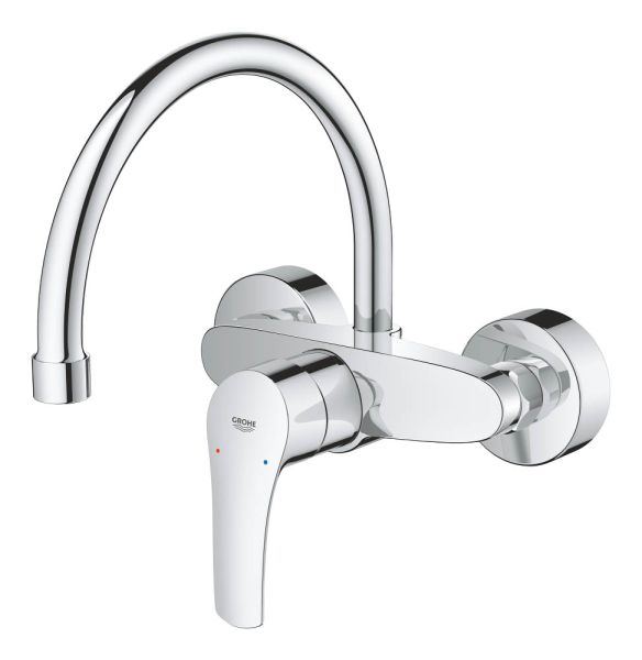 Grohe Eurosmart Spültischbatterie mit schwenkbarem C-Auslauf, Wandmontage, chrom