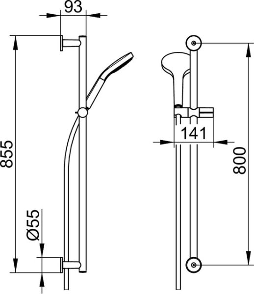 Keuco IXMO Brause-Set, Rosette rund, 855mm