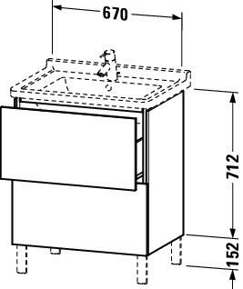 Duravit L-Cube Waschtischunterschrank bodenstehend 67x47cm mit 2 Schubladen für Starck 3 030470