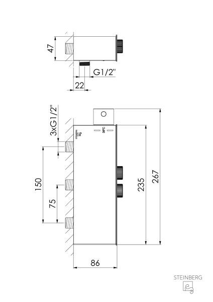 Steinberg Serie 390 Aufputzthermostat, 2 Verbraucher