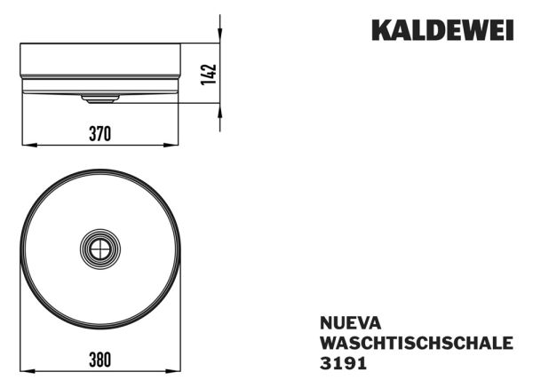 Kaldewei Nueva 3191 Waschtisch-Schale rund Ø38cm, Perl-Effekt, beidseitig emailliert, ohne Überlauf