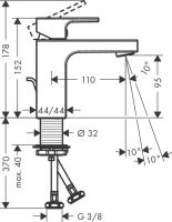 Vorschau: Vernis Shape Einhebel-Waschtischmischer 100 mit Metall Zugstangen-Ablaufgarnitur 71568000 Zeichnung