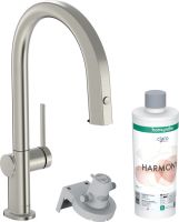 Hansgrohe Aqittura M91 Küchenarmatur mit FilterSystem 210 Starter Set mit sBox, edelstahl finish 76800800