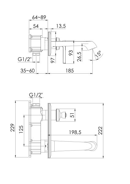 Steinberg Serie 350 Waschtisch-Wand-Einhebelmischer, Fertigmontageset