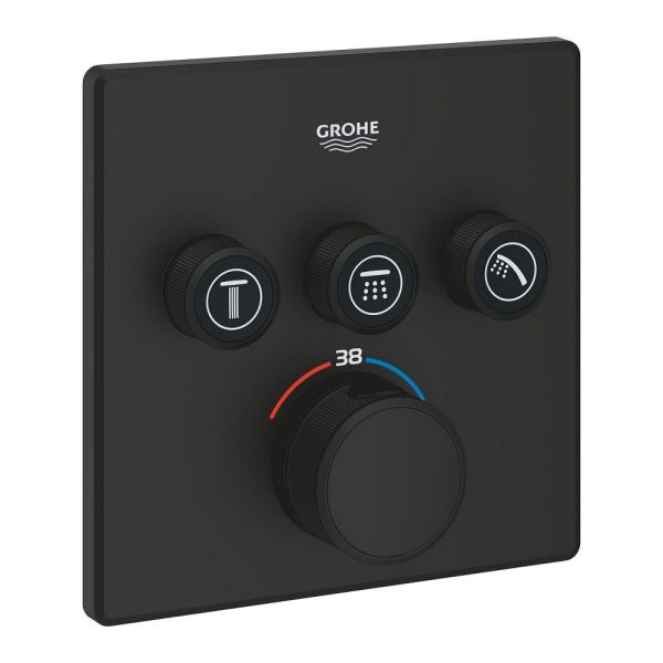 Grohe Grohtherm SmartControl Thermostat mit 3 Absperrventilen, eckig, phantom black 102167KF00