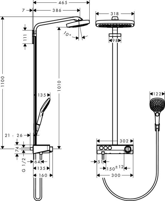 Hansgrohe Raindance Select E Jet Showertablet Showerpipe Chrom B Dermaxx Ihr