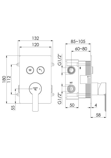 Steinberg Serie 390 Fertigmontageset für Wanne/Brause-Einhebelmischer