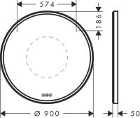 Vorschau: Hansgrohe Xarita S Spiegel m. LED-Beleuchtung rund 90cm, hinterleuchtet, Berührungssensor, weiß matt