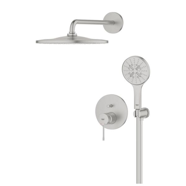 Grohe Essence Duschsystem Unterputz mit Rainshower Mono 310, supersteel