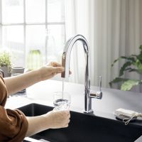 Vorschau: Hansgrohe Aqittura M91 Küchenarmatur mit FilterSystem 210 Ausziehauslauf 1jet sBox, chrom 76826000