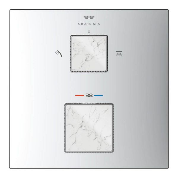 Grohe Allure Brilliant Thermostat-Brausebatterie, 2 Verbraucher, Griffe in White Attica Ceasarstone