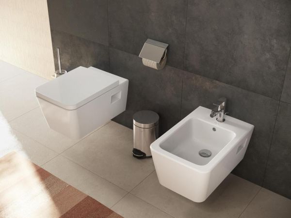 Hansgrohe EluPura Original Q Wand Bidet mit Hahnloch und Überlauf, Softcube, weiß