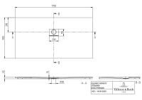 Vorschau: Villeroy&Boch Squaro Infinity Quaryl®-Duschwanne, flächenbündiger Einbau, 170x90cm, techn. Zeichnung