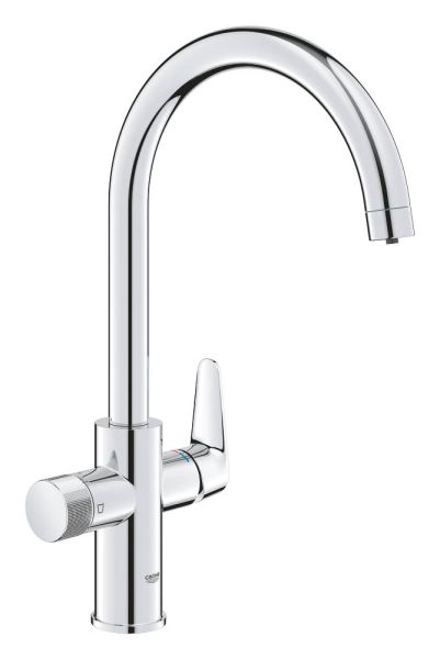 Grohe Blue Pure BauCurve Küchenarmatur, schwenkbarer C-Auslauf mit Filterfunktion, chrom 30580000