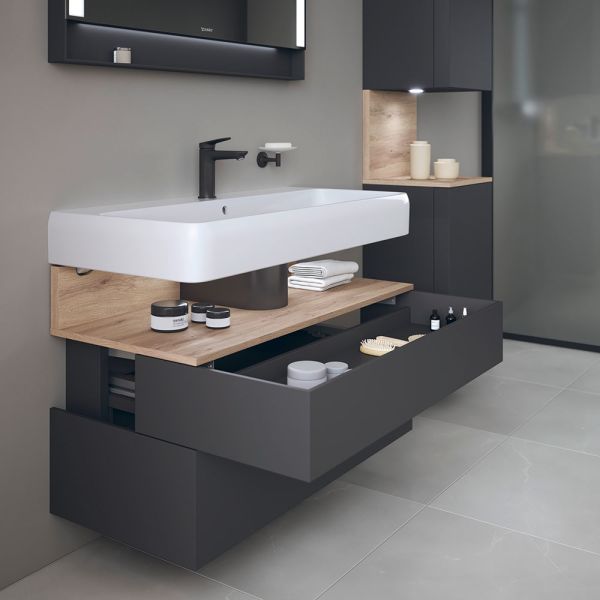 Duravit Qatego Unterschrank 99x47cm in graphit mit offenem Fach in eiche QA4395