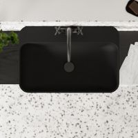 Steinberg Serie 440 Wandwaschtisch aus Mineo Stone mit Überlauf, matt black 4406112S