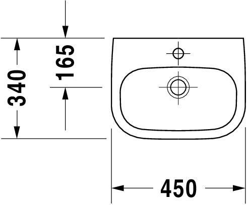 Duravit D-Code Handwaschbecken rechteckig 45x34cm, mit Hahnloch und Überlauf, weiß 0705450000