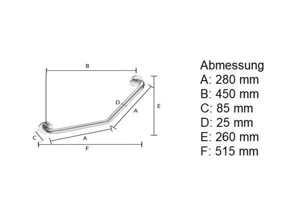 Smedbo Living Wannengriff V-form 135°, edelstahl poliert