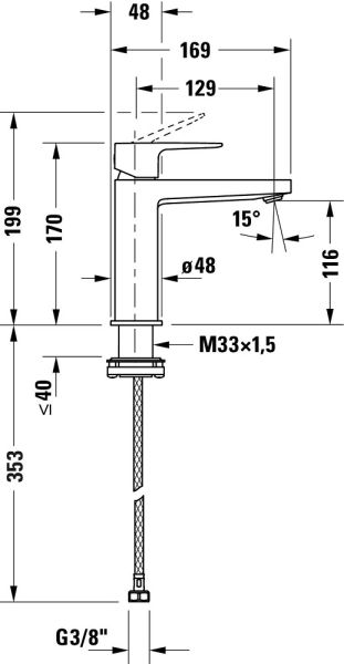 Duravit Manhattan Einhebel-Waschtischarmatur M ohne Ablaufgarnitur, schwarz MH1020002046