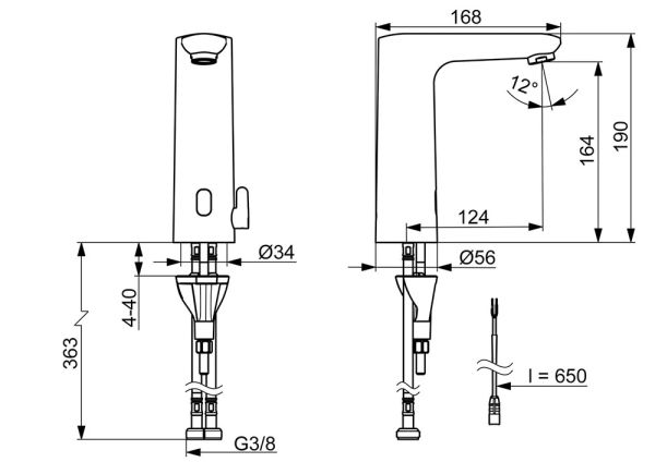 Hansa Hansaelectra Digital Infrarot-Waschtischarmatur Batteriebetrieb, hoher Auslauf, chrom