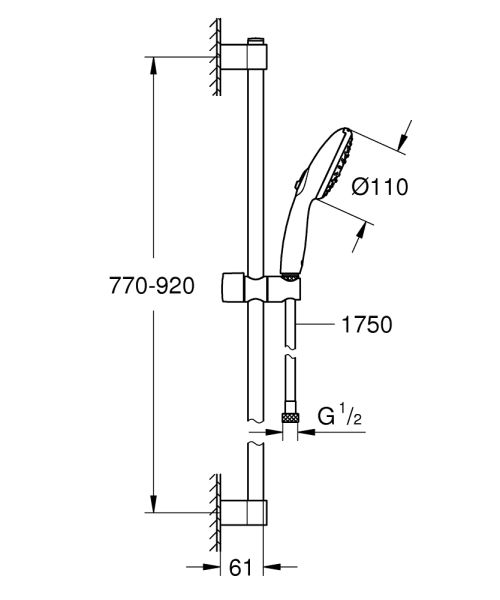 Grohe Tempesta 110 Brausestangenset 90cm, 2 Strahlarten, 7,4 l/min, chrom