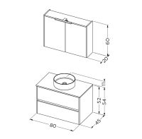 Vorschau: RIHO Porto Bowl Aufsatzwaschtisch mit Unterschrank 80cm & Spiegelschrank mit LED Beleuchtung F014130