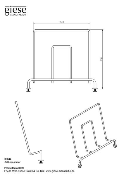 Giese Flatbord Journal-/Tablethalter mit Befestigungsschrauben, schwarz matt