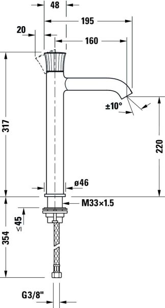 Duravit White Tulip Einhebel-Waschtischmischer XL ohne Zugstangen-Ablaufgarnitur, chrom