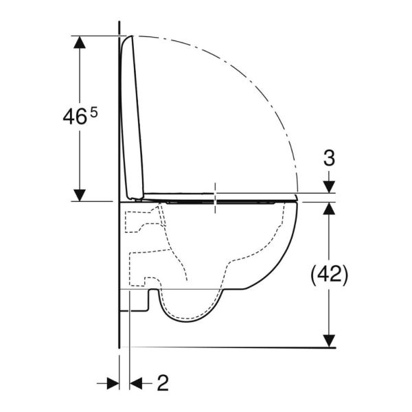 Geberit Renova Compact Set Wand-WC, verkürzte Ausladung, mit WC-Sitz, weiß