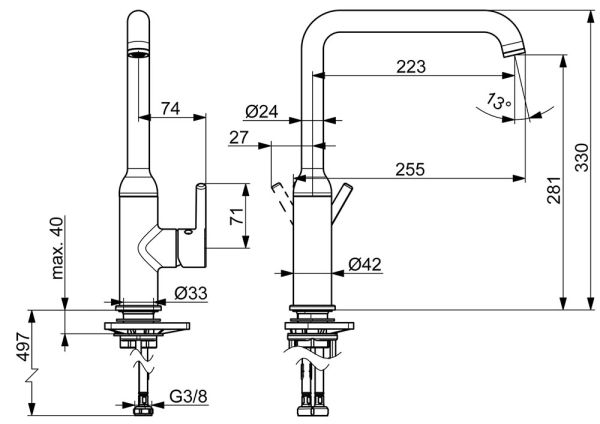 Hansa Hansavantis Style Spültisch-Einhand-Einlochbatterie, chrom