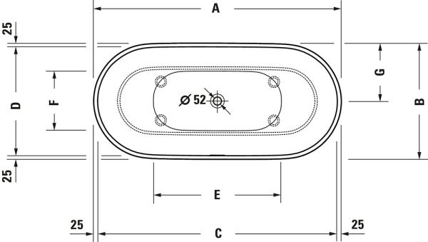 Duravit Luv freistehende Badewanne oval 160x75cm, weiß