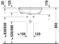 Vorschau: Duravit DuraStyle Halbeinbauwaschtisch 55x45,5cm, mit Überlauf, ohne Wondergliss, weiß 0375550000