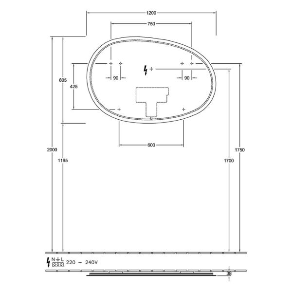 Villeroy&Boch Antao Spiegel 120x80,5cm mit LED Ambiente Beleuchtung L4801200