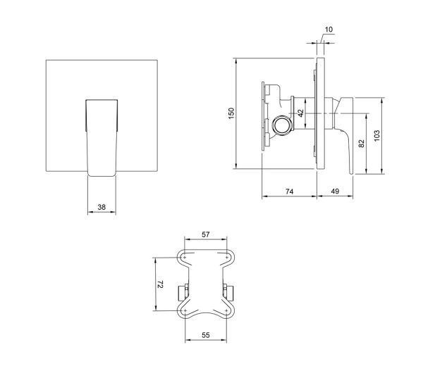 Villeroy&Boch Architectura Square Unterputz-Einhebel-Duscharmatur