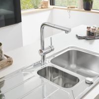 Grohe Minta Wasserhahn Küchenarmatur, herausziehbarer L-Auslauf, chrom 32168000