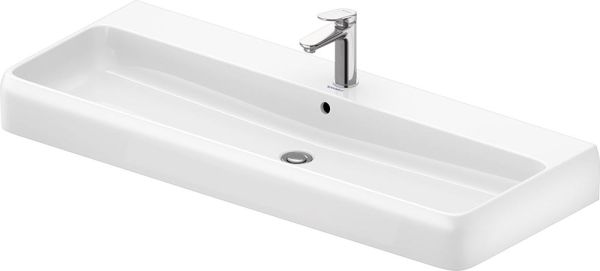 Duravit Qatego Waschtisch 120x47cm, wandhängend, mit Hahnloch, HygieneGlaze, weiß 2382122000