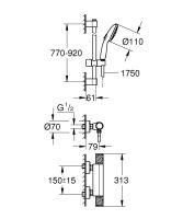 Vorschau: Grohe Grohtherm 1000 Performance Thermostatbatterie mit Brausegarnitur 90cm, chrom