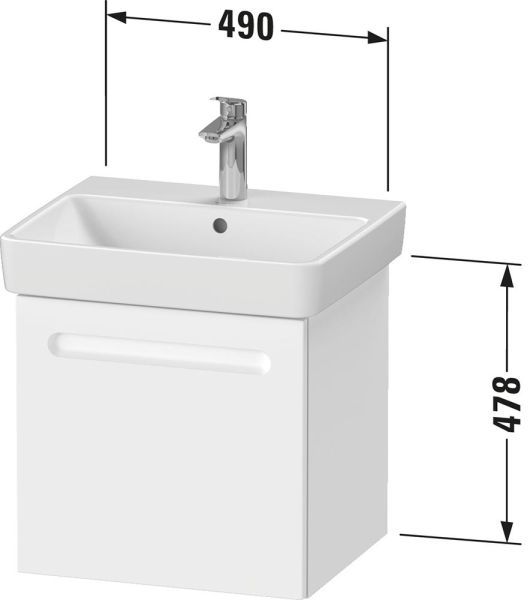 Duravit No.1 Waschtischunterschrank 49cm zu Waschtisch 237555, 1 Auszug mit Innenschublade