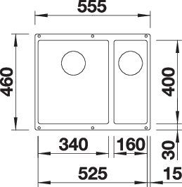 Blanco SILGRANIT® Subline 340/160-U Küchenspüle ohne Ablauffernbedienung, Becken rechts