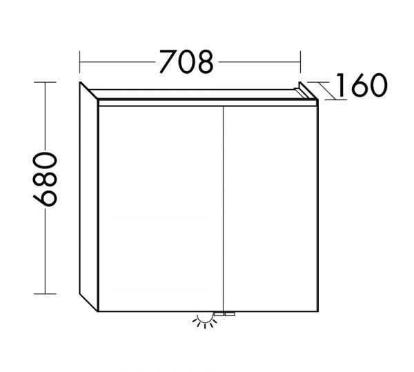 Burgbad Iveo Spiegelschrank mit horizontaler LED-Beleuchtung, Waschtischbeleuchtung, 70,8x68cm