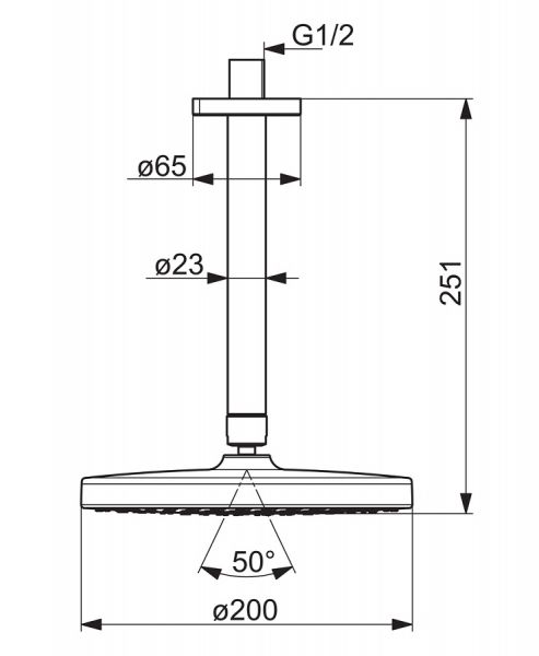 Hansa Hansabasicjet Kopfbrause für Deckenmontage, Ø 20cm, 1-strahlig, chrom