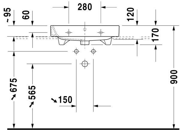 Duravit Happy D.2 Waschtisch 60x50,5cm, mit Überlauf, ohne Wondergliss, weiß 2318600000